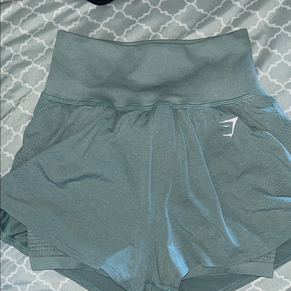 Gymshark Vital Seamless 2.0 2-in-1 Shorts Teal High Waisted Womens Small - Picture 1 of 6